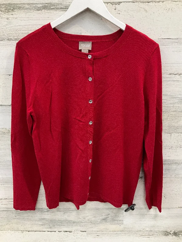 Women's Mid-Length SweatersCardigan By Chicos In Red, Size: M