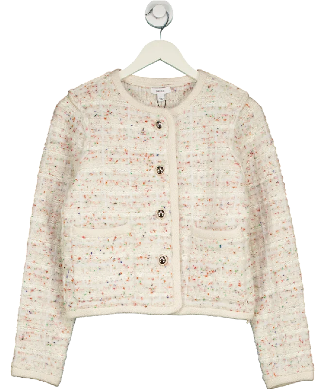 Women's Rounded Hem SweatersREISS Pink Felicity Tweed Cardigan UK S