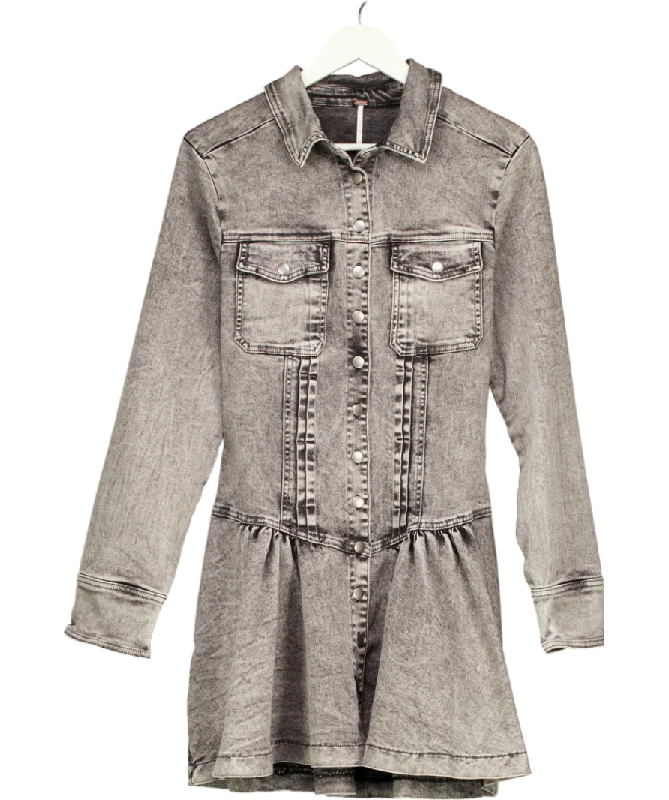 Women's Pullover SweatersFree People Grey Roadhouse Denim Shirt Mini Dress UK M