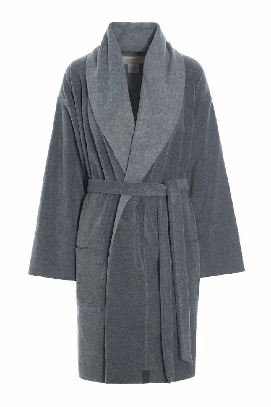 women's pajamas with cozy footiesBATHROBE WOMEN MINI - 7128 MINI - GREY