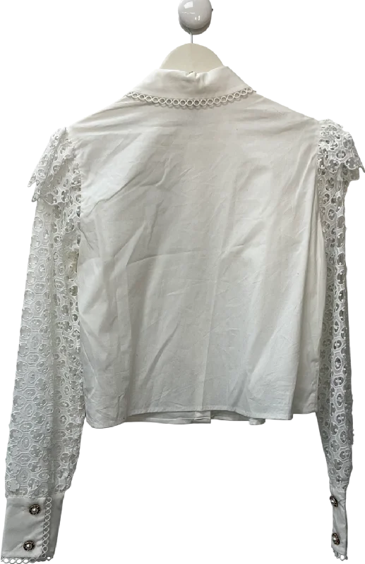 Women's Shirt Collar SweatersRiver Island White Frill Cut Out Sleeve Shirt UK 6