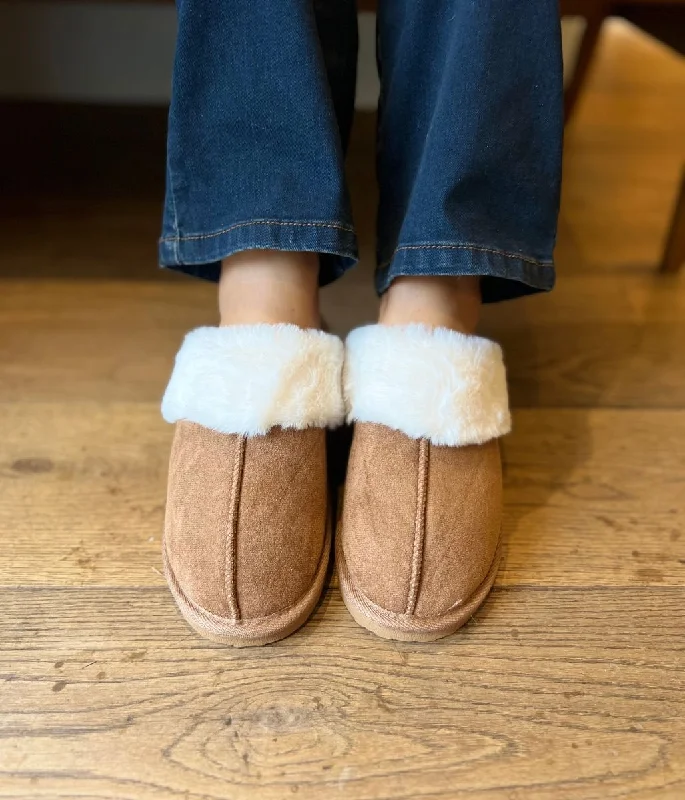 women's pajamas for gift-givingChestnut Faux Fur Mule Slippers