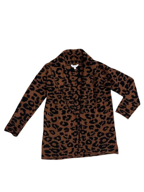 Women's Cotton Blend SweatersSweater Cardigan By Time And Tru In Animal Print, Size: S