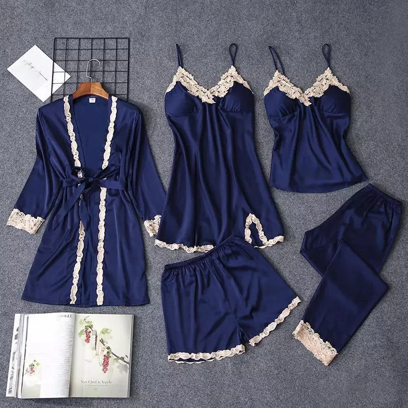 women's pajamas designed for those who believe in sweet dreams and cozy nights.Luxury Lace 5 Piece Nightsets