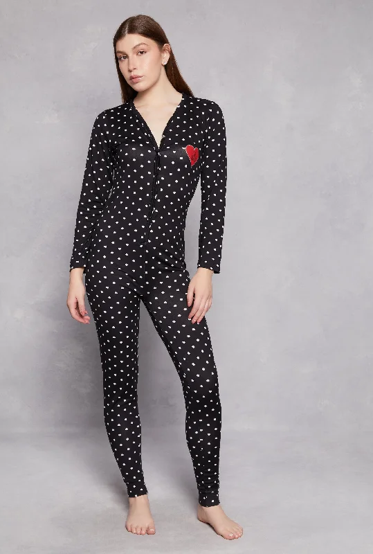 women's pajamas for ultimate relaxationSoft Knit Polka Dot Love Yourself Pajama Onesie