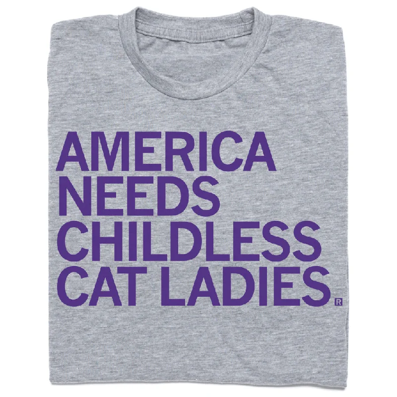 Women's Blouse with Collarless DesignAmerica Needs Cat Ladies