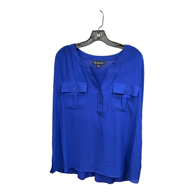 Women's Blouse with V-Shaped CollarBlue Blouse Sleeveless Inc, Size 2x