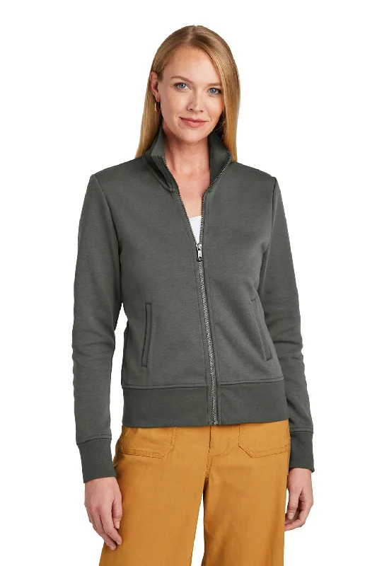 Women's Hooded Sweatshirts with Wool LiningBrooks Brothers Womens Double Knit Full Zip Sweatshirt w/ Pockets - Windsor Grey