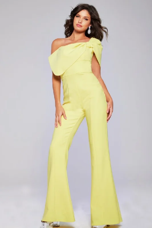 Women's Jumpsuits with Wide CollarJovani 39961 Long Bow Formal Jumpsuit