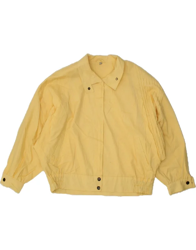 Women's Quilted CoatsVINTAGE Womens Oversized Bomber Jacket UK 10 Small Yellow Polyester