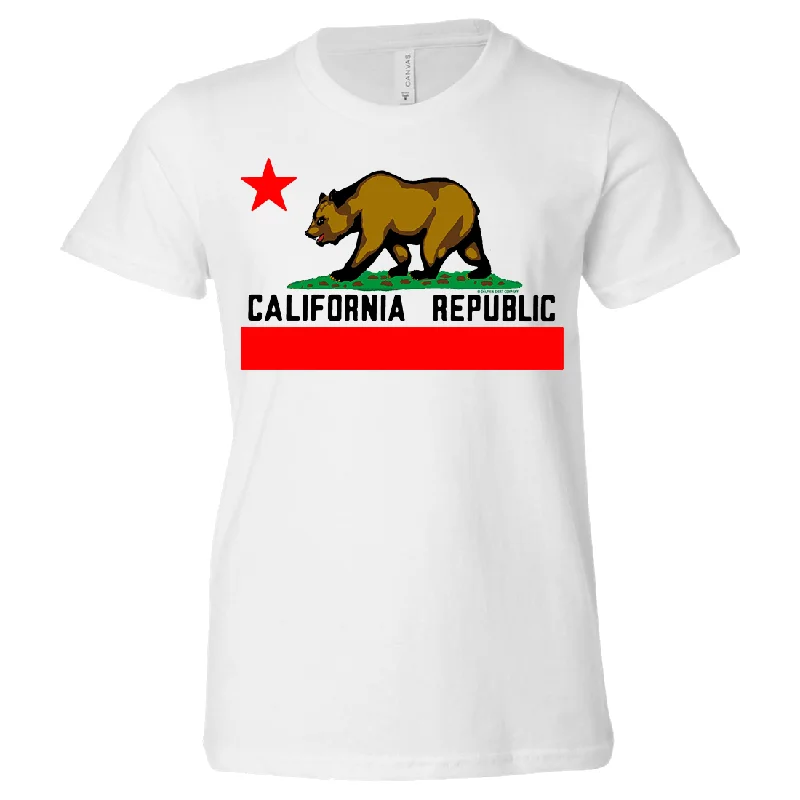 Women's Hooded PulloversCalifornia Republic Borderless Bear Flag Black Text Asst Colors Youth T-Shirt/tee