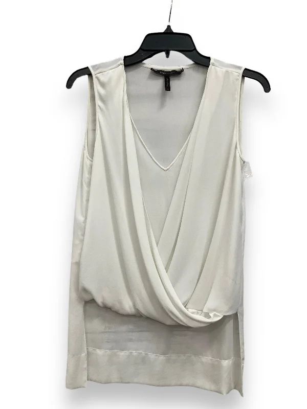 Women's Blouse with Notched CollarWhite Blouse Sleeveless Bcbgmaxazria, Size Xs