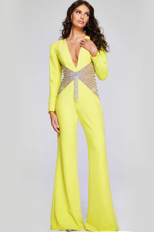 Women's Jumpsuits with Keyhole CollarJovani 26318 Long Sleeve Formal Prom Jumpsuit