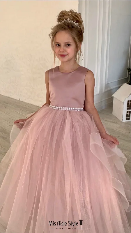 Women's Minimalist SkirtsTulle Skirt Dusty Pink Flower Girl Dress