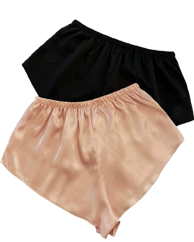 sheer lace braSilk Peach and Black Shorts