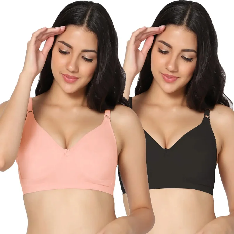 plus-size sports bra with mesh panelsFull Coverage Non-Padded Bra (Pack of 2)