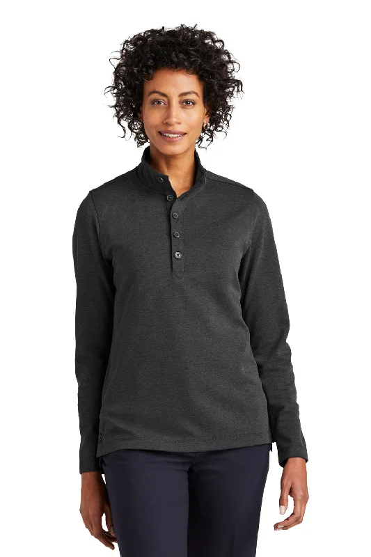 Women's Hooded Sweatshirts with Velvet LiningBrooks Brothers Womens 1/4 Button Down Sweatshirt - Heather Windsor Grey