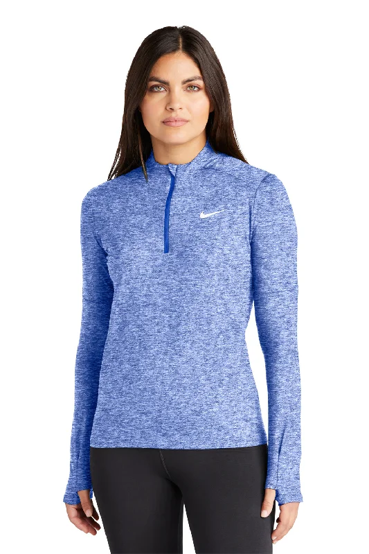 Women's Hooded Sweatshirts with Zipper PocketsNike Womens Element Dri-Fit Moisture Wicking 1/4 Zip Sweatshirt - Heather Royal Blue