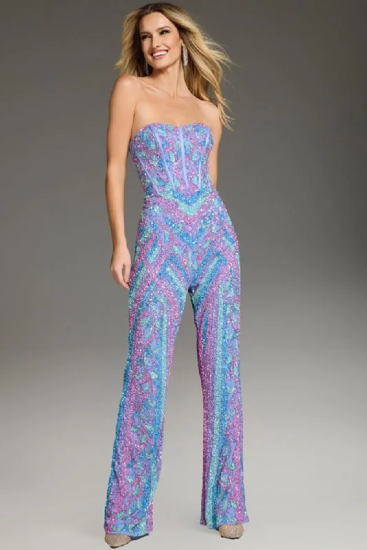 Women's Jumpsuits with Skinny LegJovani 42597 Long Sequin Bodice Formal Jumpsuit