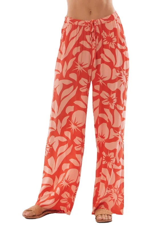 Women's Jodhpurs with Tapered LegBeach Bliss Woven Pant In Tangerine