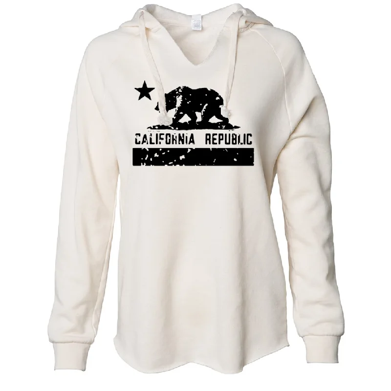 Women's Hooded Sweatshirts with Polka Dot LiningCalifornia Flag Black Print Silhouette Women's Soft Hooded Pullover