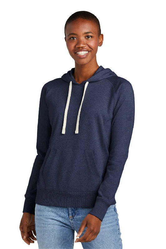 Women's Hooded Sweatshirts with Denim LiningDistrict Womens Re-Fleece Hooded Sweatshirt Hoodie w/ Pouch Pocket - Heather Navy Blue