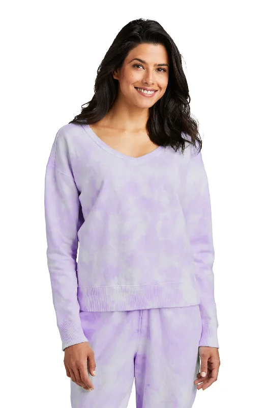 Women's Hooded Sweatshirts with Zipper PocketsPort & Company Womens Beach Wash Tie Dye V-Neck Sweatshirt - Amethyst Purple