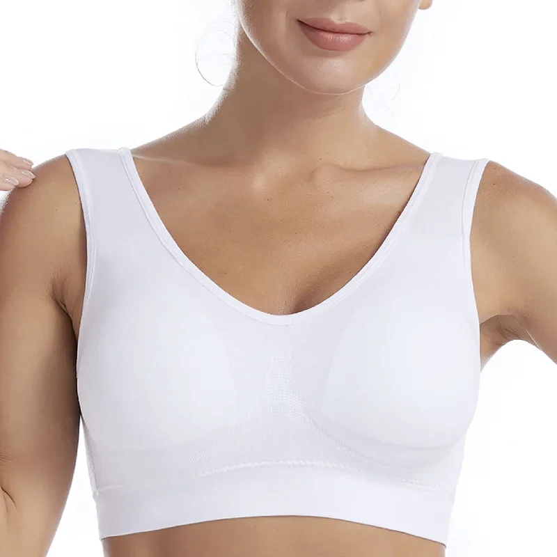 seamless bra with moisture-wicking fabricSlip-On Seamless Padded Bralette Comfort  Bra