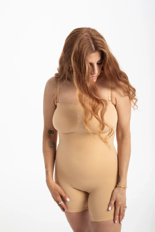 plus-size tummy control bodysuitStrapless mid-thigh sculpting bodysuit