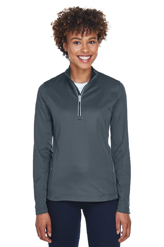 Women's Hooded Sweatshirts with Moisture-Wicking FabricUltraClub Womens Cool & Dry Moisture Wicking 1/4 Zip Sweatshirt w/ Pocket - Charcoal Grey