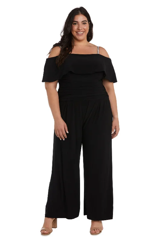 Women's Jumpsuits with Lapel CollarR&M Richards 5982W Long Plus Size Formal Jumpsuit