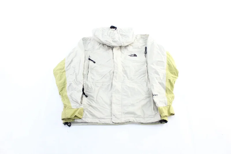 Women's Coats with Fur Trimmed SleevesWomen's The North Face Embroidered Logo Light Beige & Green Zip Up Jacket