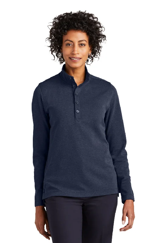 Women's Hooded Sweatshirts with Mesh LiningBrooks Brothers Womens 1/4 Button Down Sweatshirt - Heather Navy Blue