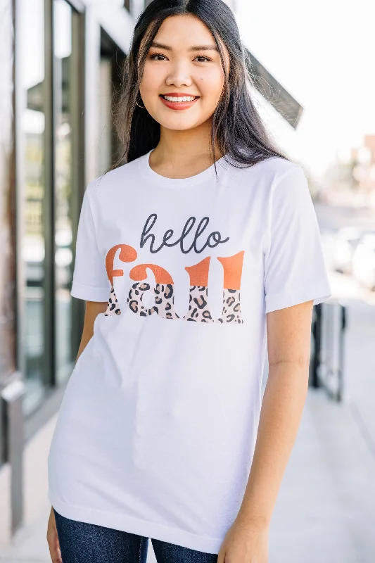 Women's Loose Fit ShortsHello Fall White Graphic Tee