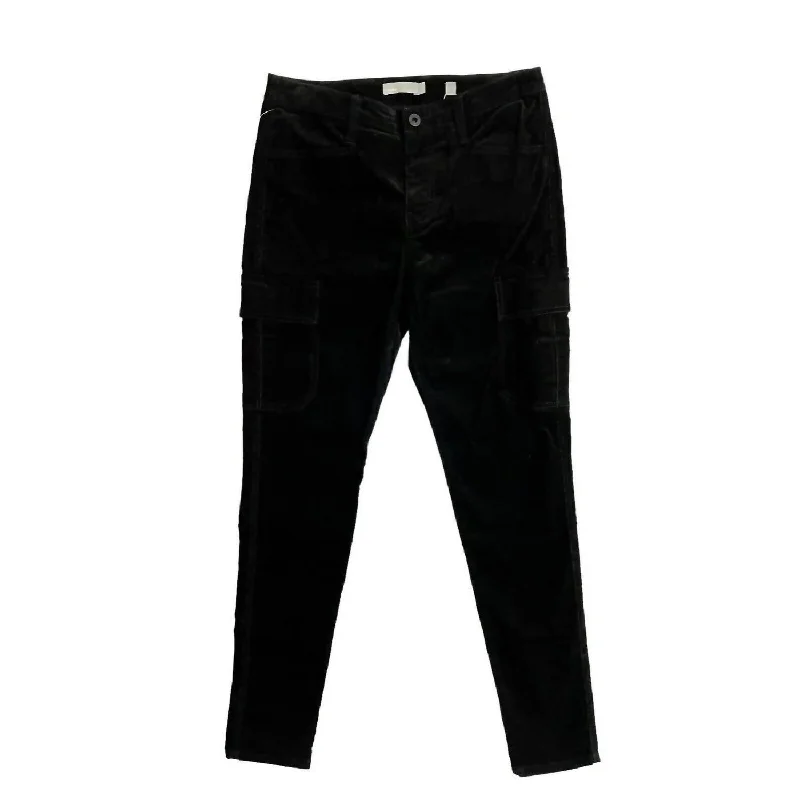 Women's Jodhpurs with Peter Pan CollarWomen's Corduroy Skinny Leg Pockets High Rise Slim Pants In Black