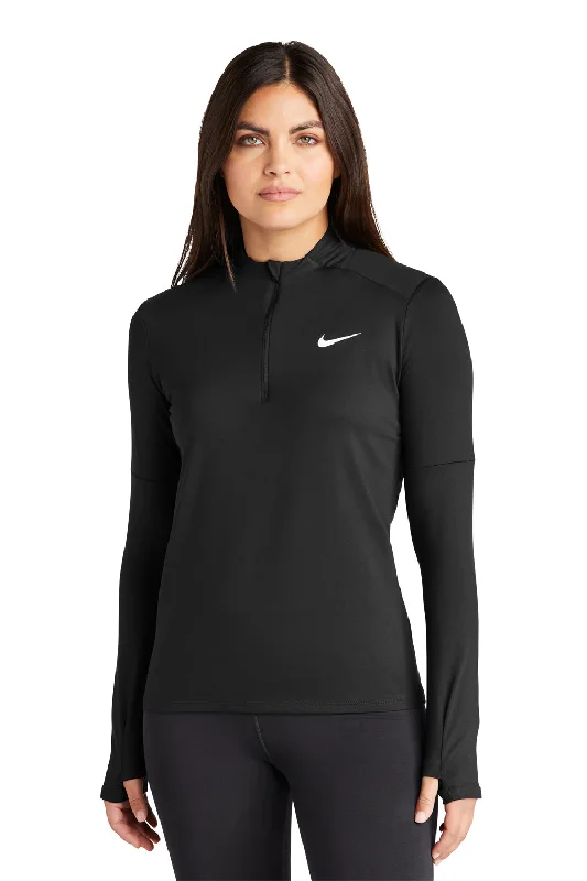 Women's Hooded Sweatshirts with Ombre LiningNike Womens Element Dri-Fit Moisture Wicking 1/4 Zip Sweatshirt - Black