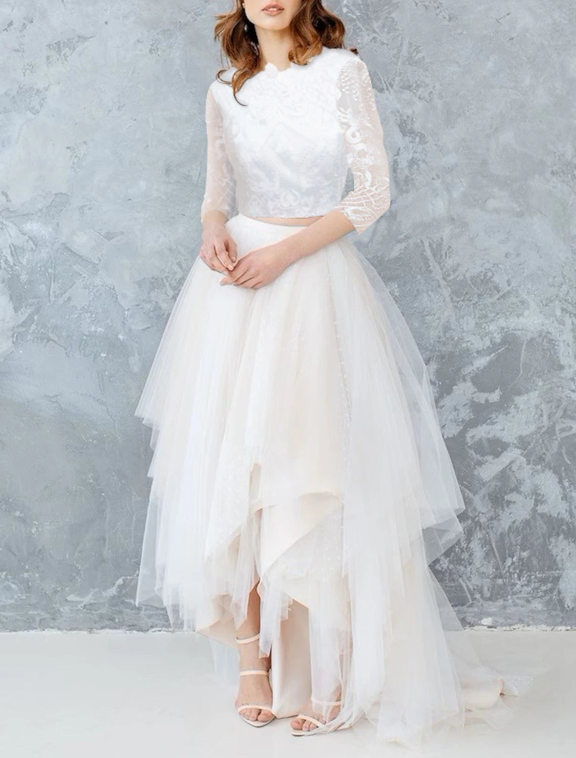 Women's Shawl Collar SkirtsBridal Shower Little White Dresses Wedding Dresses A-Line Separates Separates Asymmetrical Satin Bridal Skirts Bridal Gowns With Solid Color