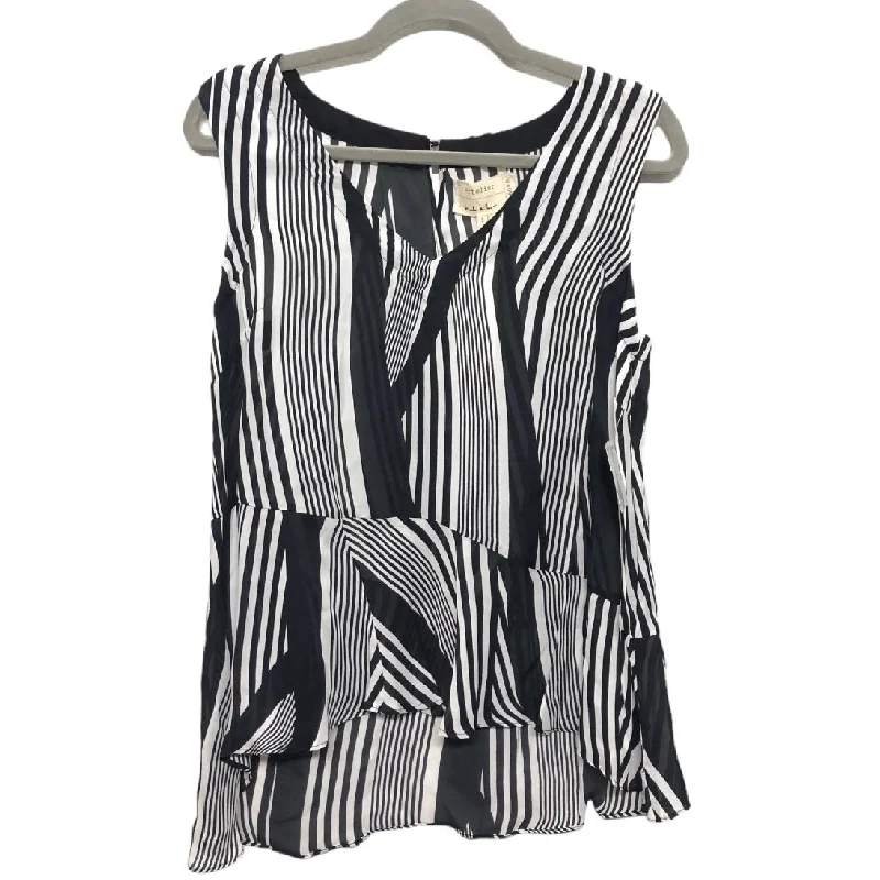 Women's Blouse with Shawl CollarBlack & White Blouse Sleeveless Nicole Miller, Size S