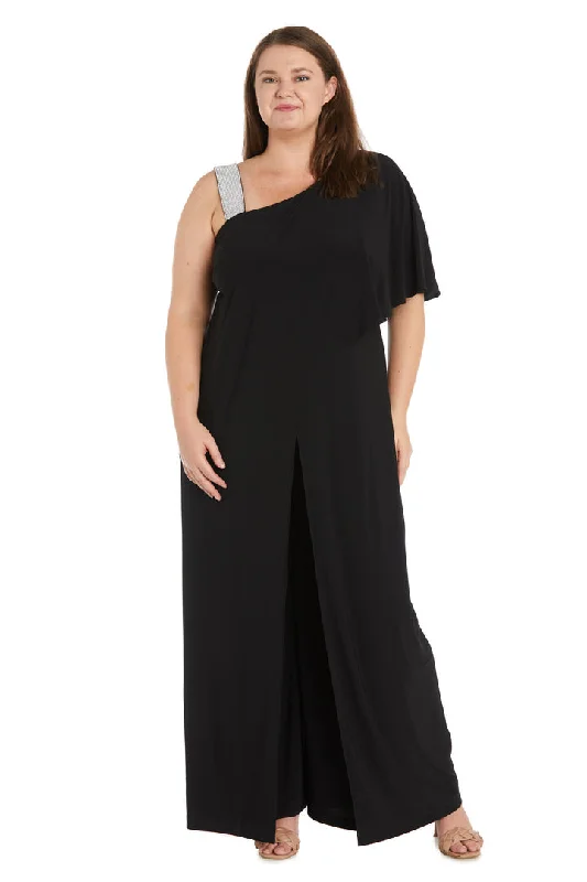 Women's Jumpsuits with Keyhole CollarR&M Richards 3420W Long Plus Size Overlay Formal Jumpsuit