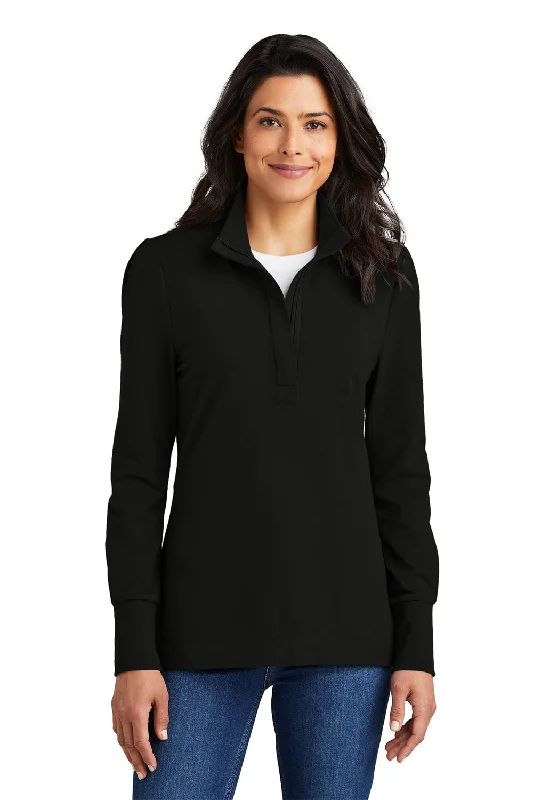 Women's Hooded SweatshirtsPort Authority Womens Fairway 1/4 Zip Sweatshirt - Deep Black