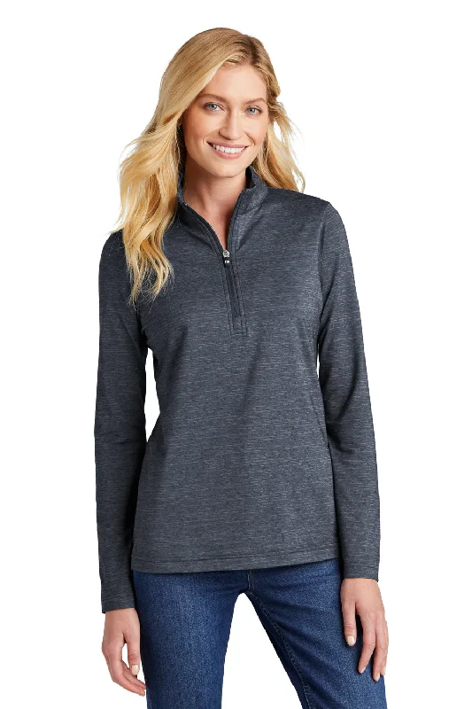 Women's Hooded Sweatshirts with Tweed LiningTravisMathew Womens Crestview 1/4 Zip Sweatshirt - Heather Vintage Indigo Blue