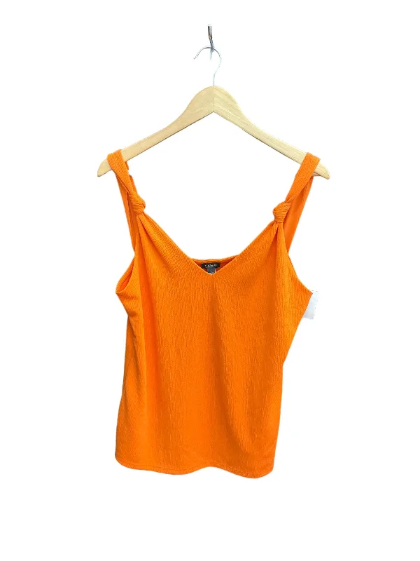 Women's Cotton BlouseOrange Blouse Sleeveless Ann Taylor O, Size L