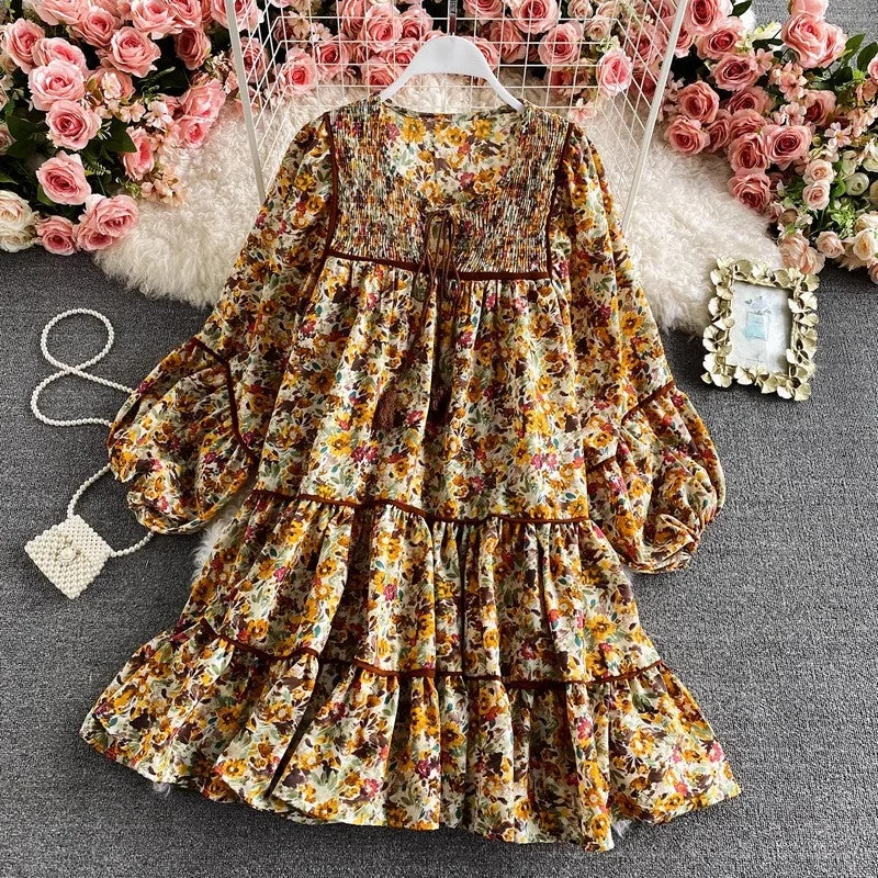 Women's Shirt Collar Skirtsfloral dress new skirt     S4002