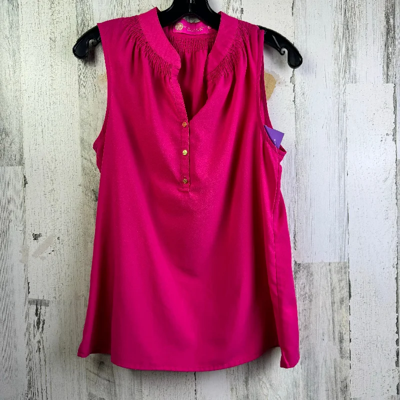 Women's Blouse with Narrow CollarPink Blouse Sleeveless Clothes Mentor, Size S