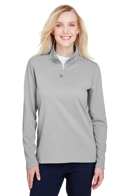 Women's HoodiesUltraClub Womens Coastal Performance Moisture Wicking Fleece 1/4 Zip Sweatshirt - Heather Silver Grey - Closeout