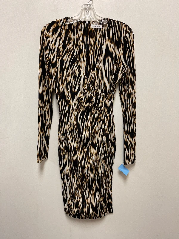 Women's Wide Collar DressesDress Party Midi By Calvin Klein In Animal Print, Size: S