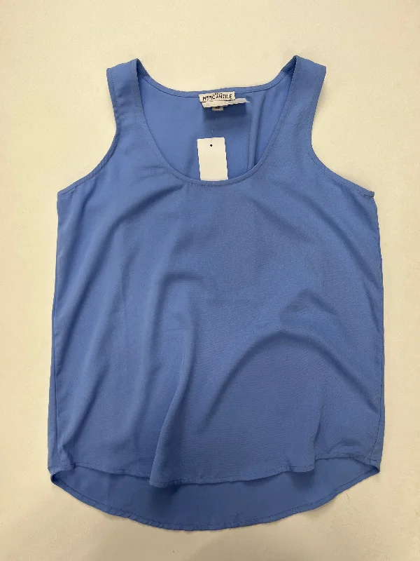 Women's Blouse with Notched CollarBlue Blouse Sleeveless J Crew O, Size Xs