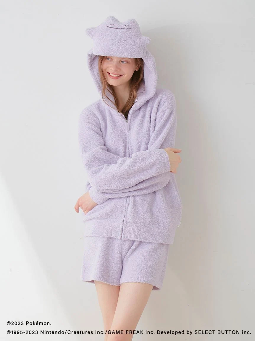 Women's Hooded Sweatshirts with Flap Pockets[Pokémon Sleep] Baby Moco Ditto Parka & Shorts Set