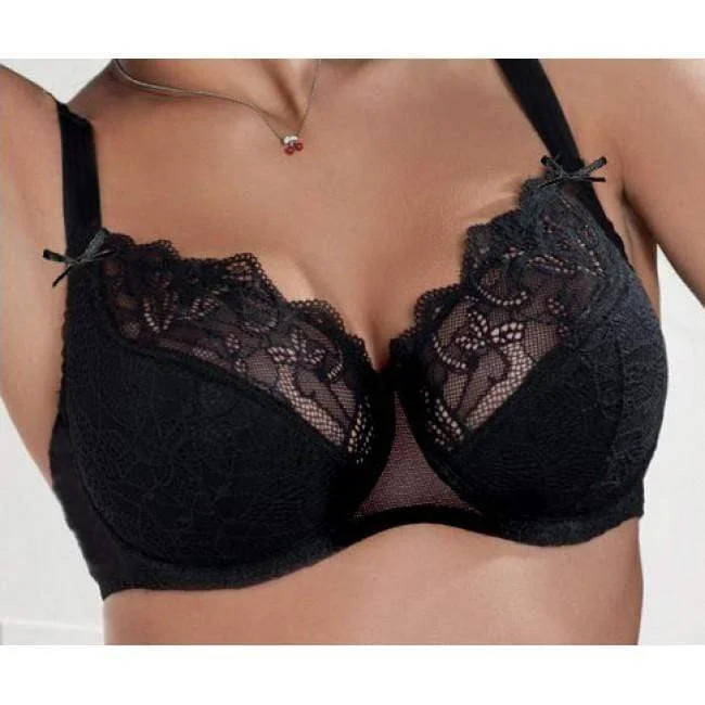 plus-size underwire bra with wide strapsSermija Honey Semi-Sheer Lace Underwire Bra