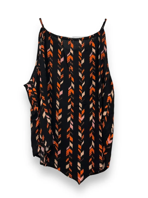 Women's Blouse with U-Shaped CollarBlack & Orange Blouse Sleeveless Savanna Jane, Size S